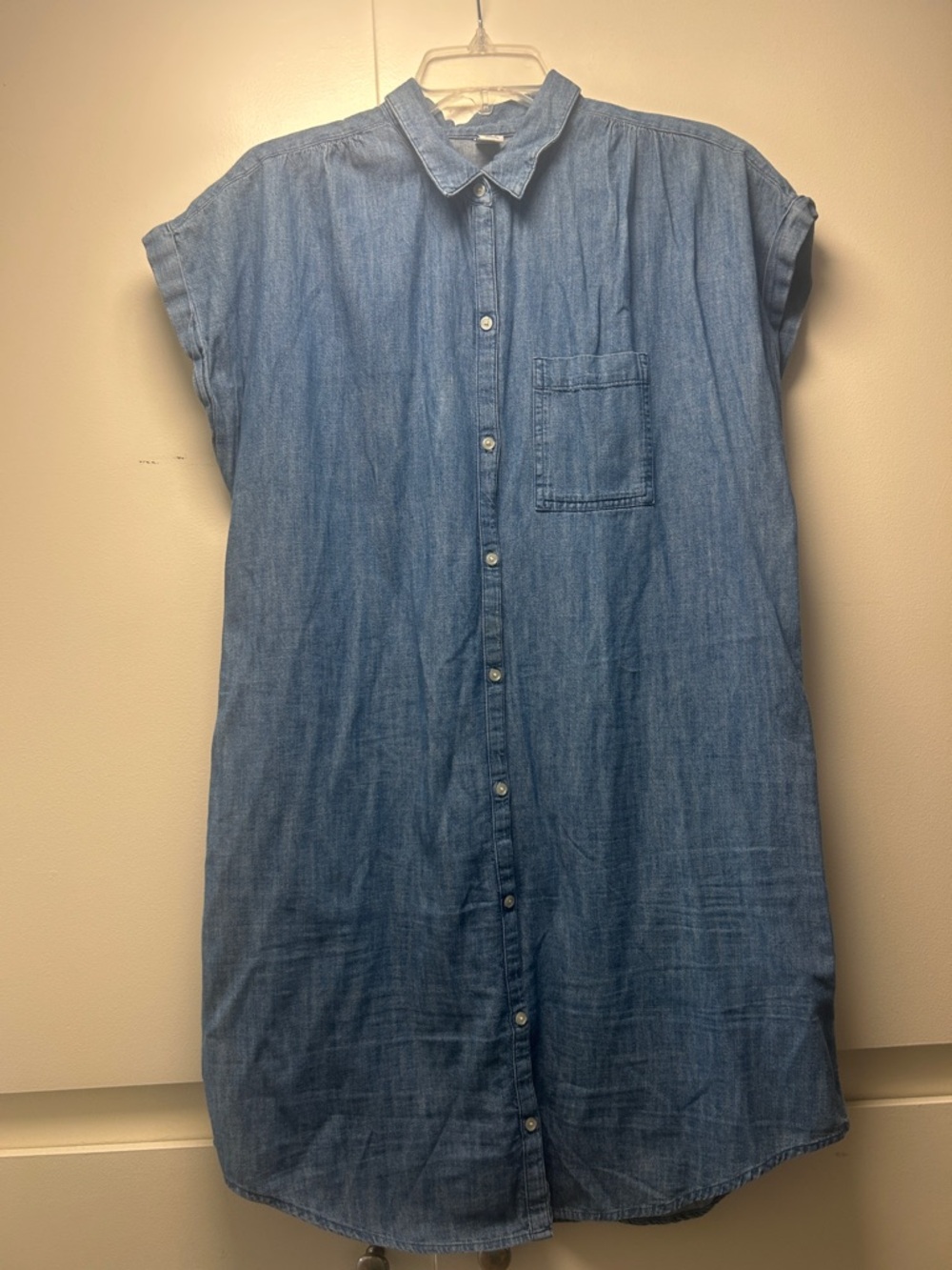 Old Navy Denim Midi Shirt Dress - Light Blue